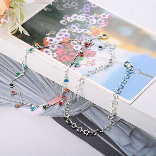 12PCS Ankle Bracelets For Women Anklets Chains Bracelets Foot Set; Length 8'~ 9' With 2'Extender Chain 12PCS Ankle Bracelets For Women Anklets Chains Bracelets Foot Set; Length 8'~ 9' With 2'Extender Chain